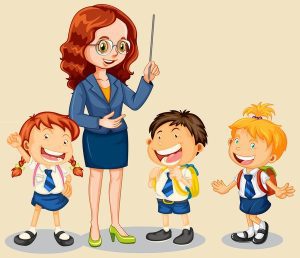 Profesora enseña tablas de multiplicar