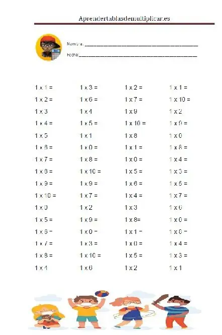 ficha del 1 para imprimir