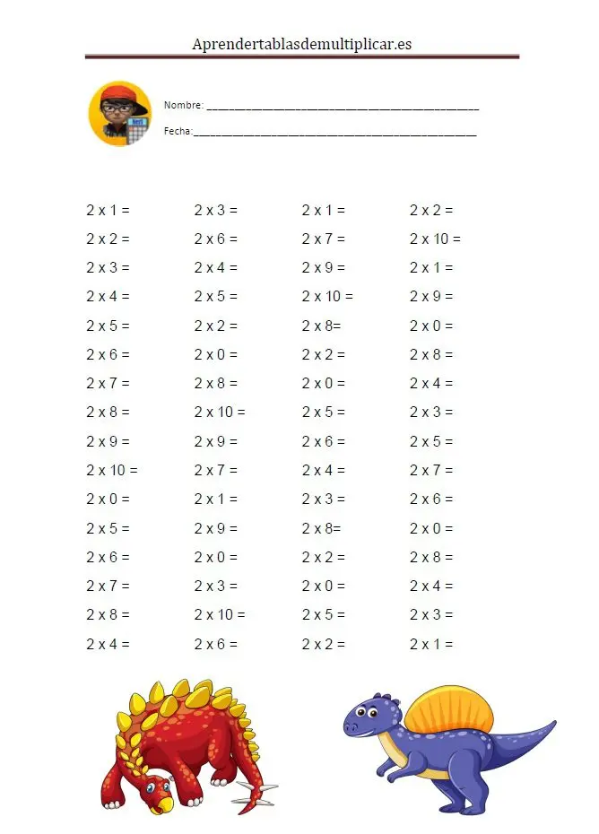 ficha del 2 para imprimir