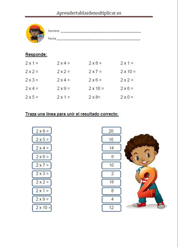 ficha del 2 para imprimir